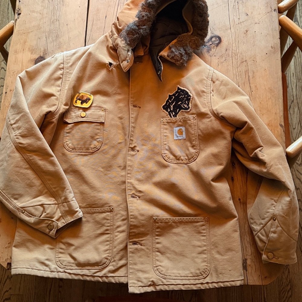 Carhartt Tan Blanket Lined Canvas Jacket with Hood
